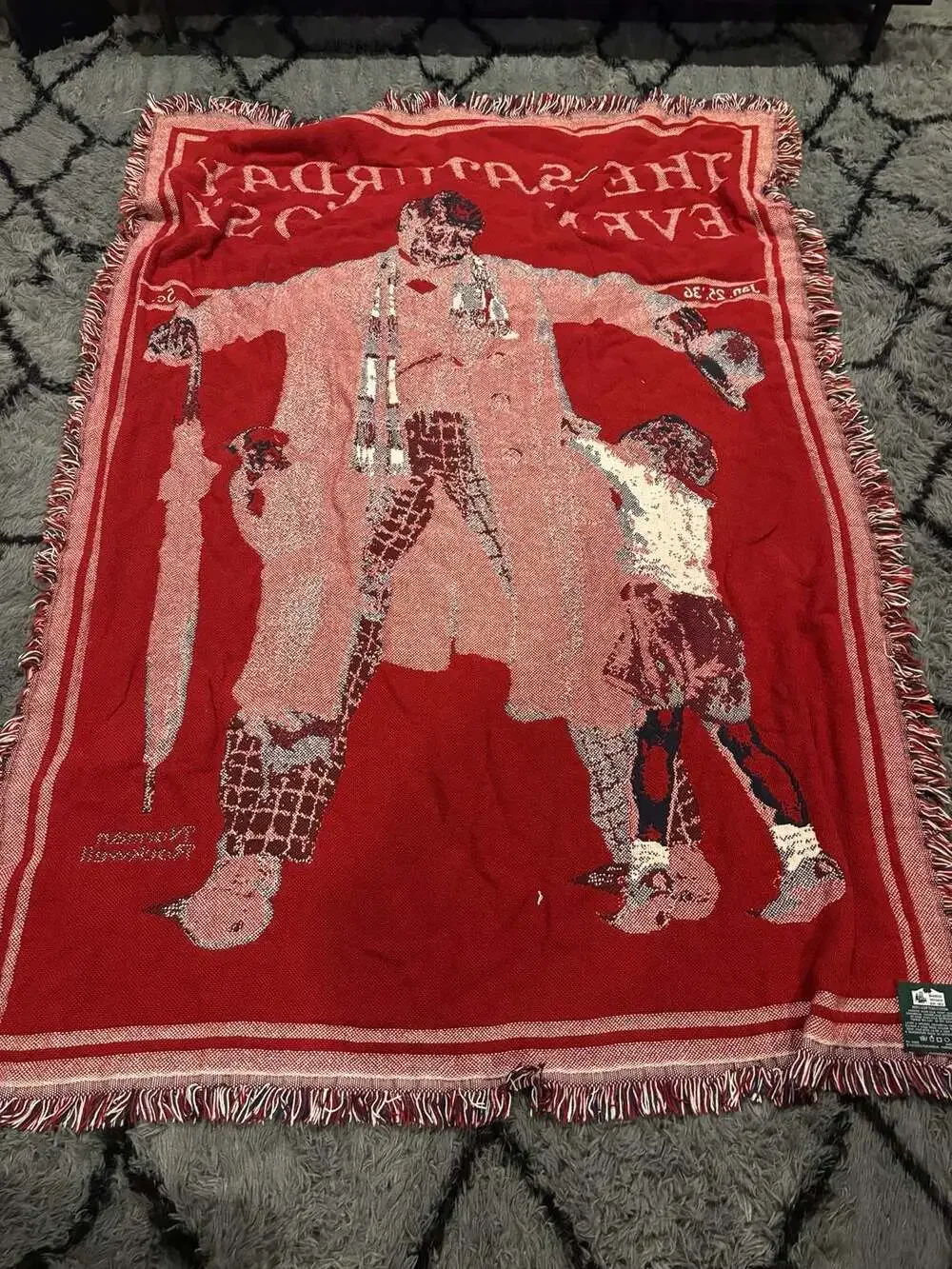 Goodwin Weavers Norman Rockwell Sat Evening Post 1936 Cotton Woven Throw Blanket